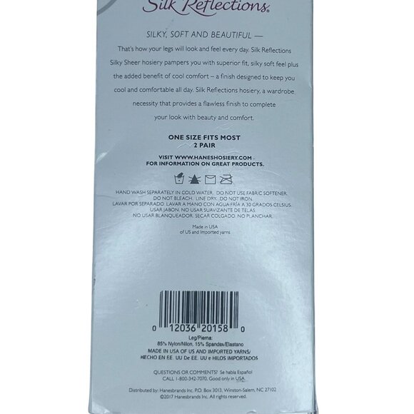 Hanes Silk Reflections Knee Highs Pantyhose OS 2 Pairs Navy Reinforced Toe - Picture 5 of 5